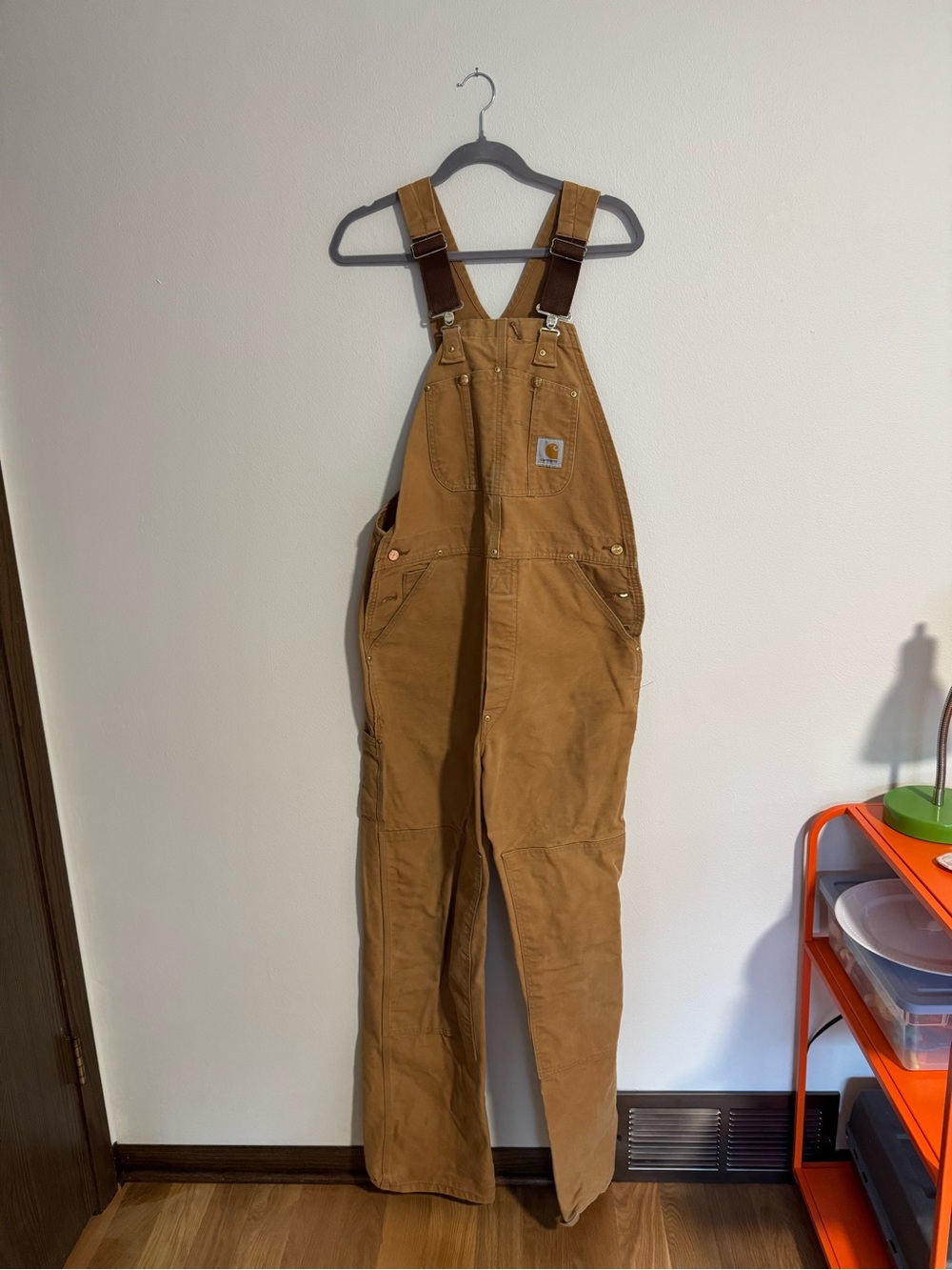Carhartt Brown Duck Canvas Overalls with Dark Brown Straps